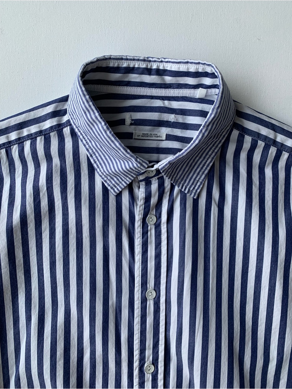 Rag & Bone Women Blue and White Vertical Stripe Dress Shirt size l - Picture 9 of 12